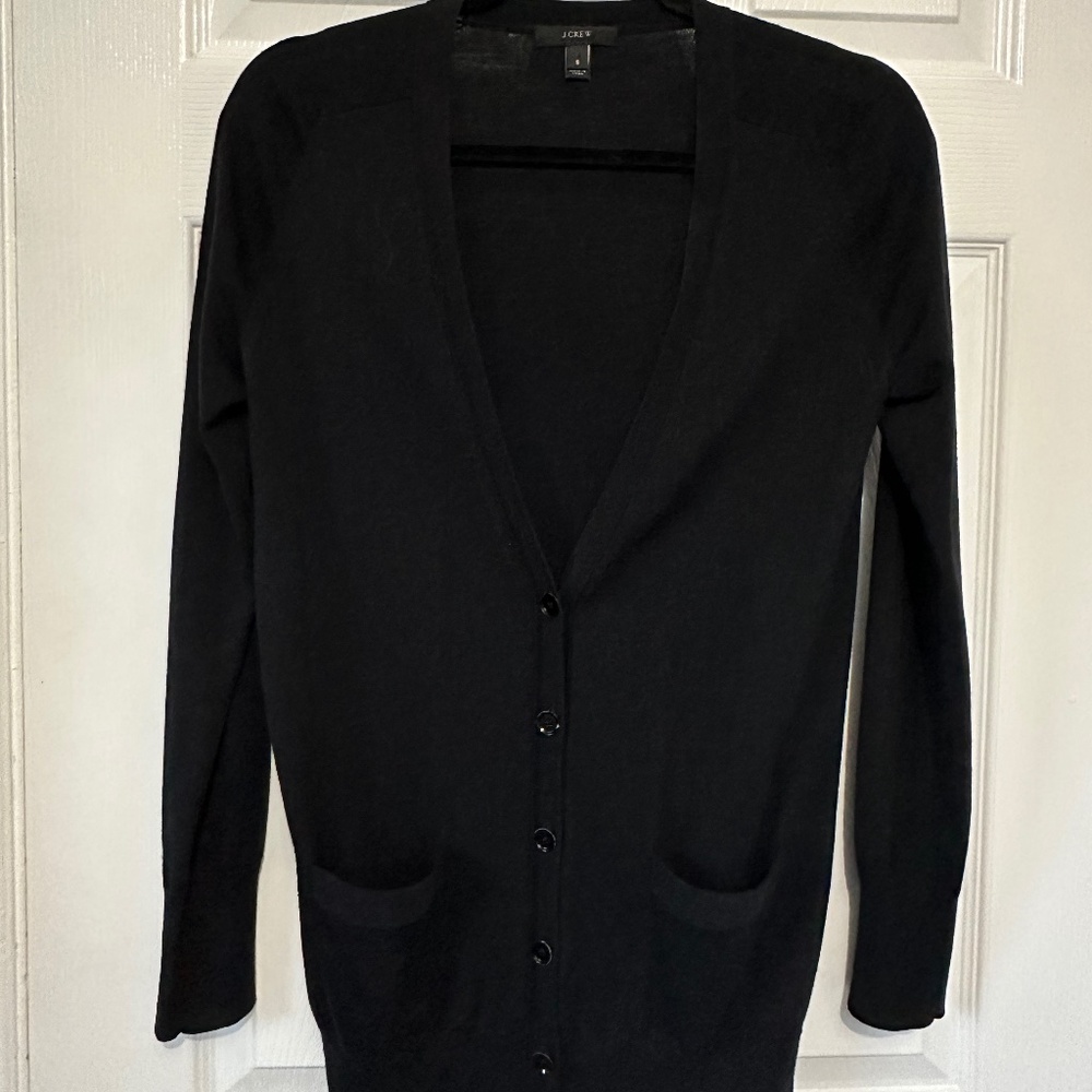 J.Crew black cardigan 100% Merino wool Size Small